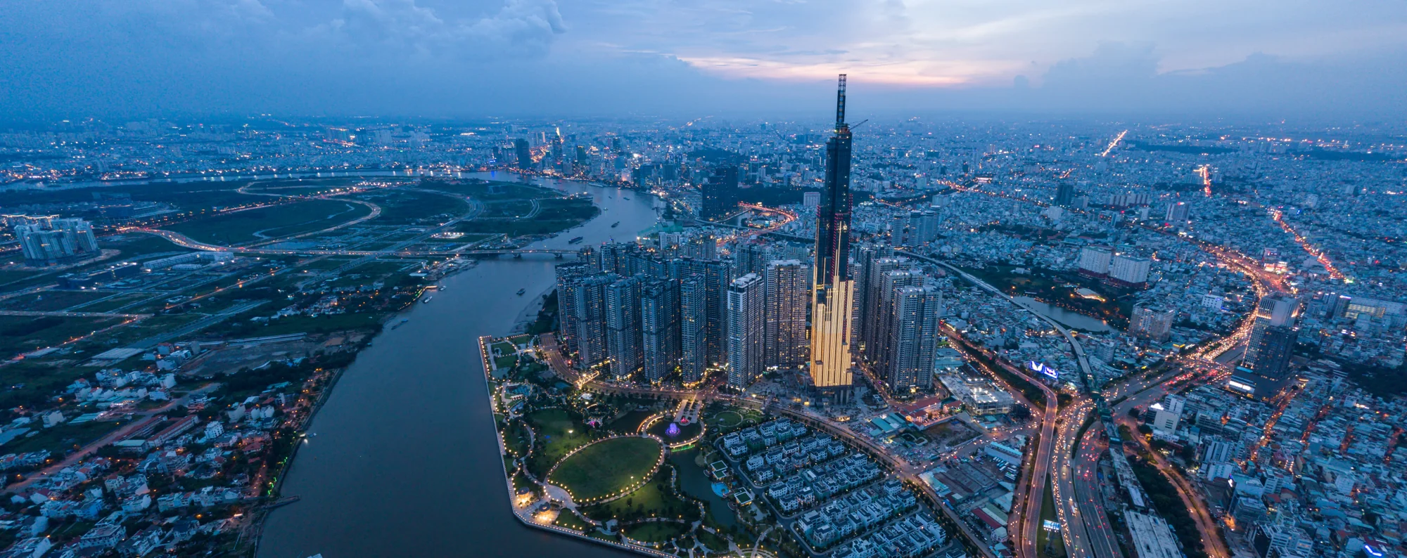 Ho Chi Minh City skyline and the Saigon River